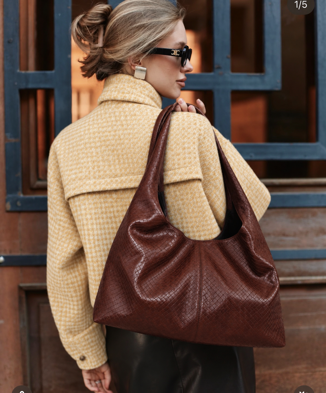 Elara Woven Shoulder Bag – 13" Laptop & Everyday Shoulder Bag Brown