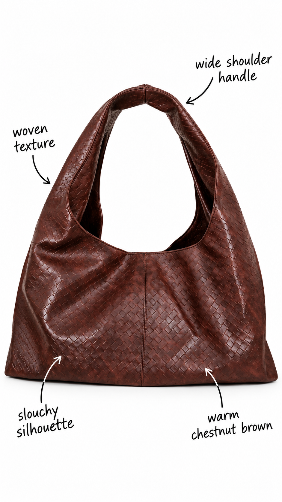 Elara Woven Shoulder Bag – 13" Laptop & Everyday Shoulder Bag Brown