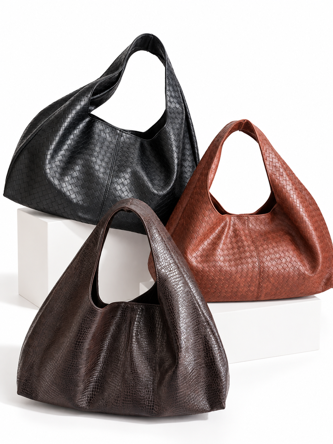 Elara Woven Shoulder Bag – 13" Laptop & Everyday Shoulder Bag Brown
