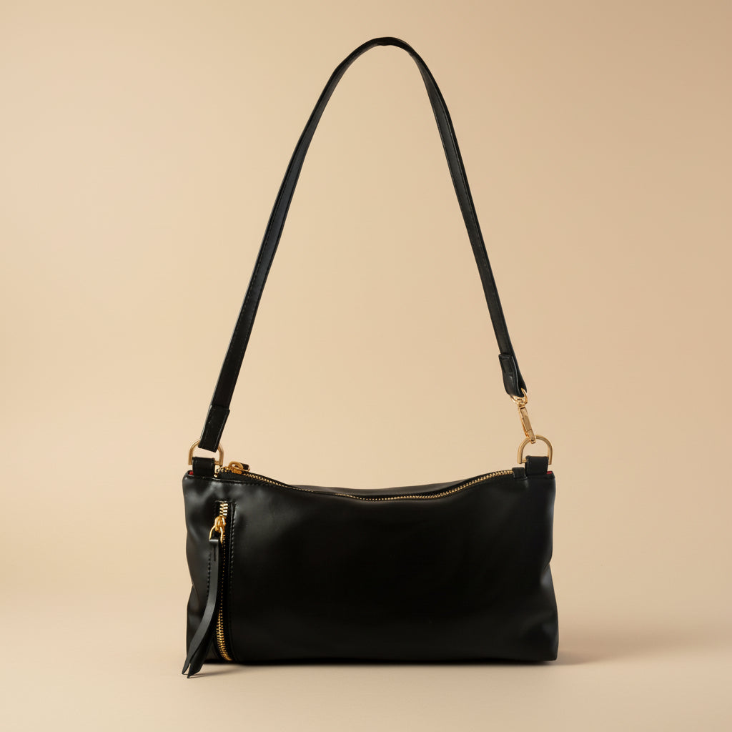 Noir Luxe Black Shoulder Bag with Chain Strap