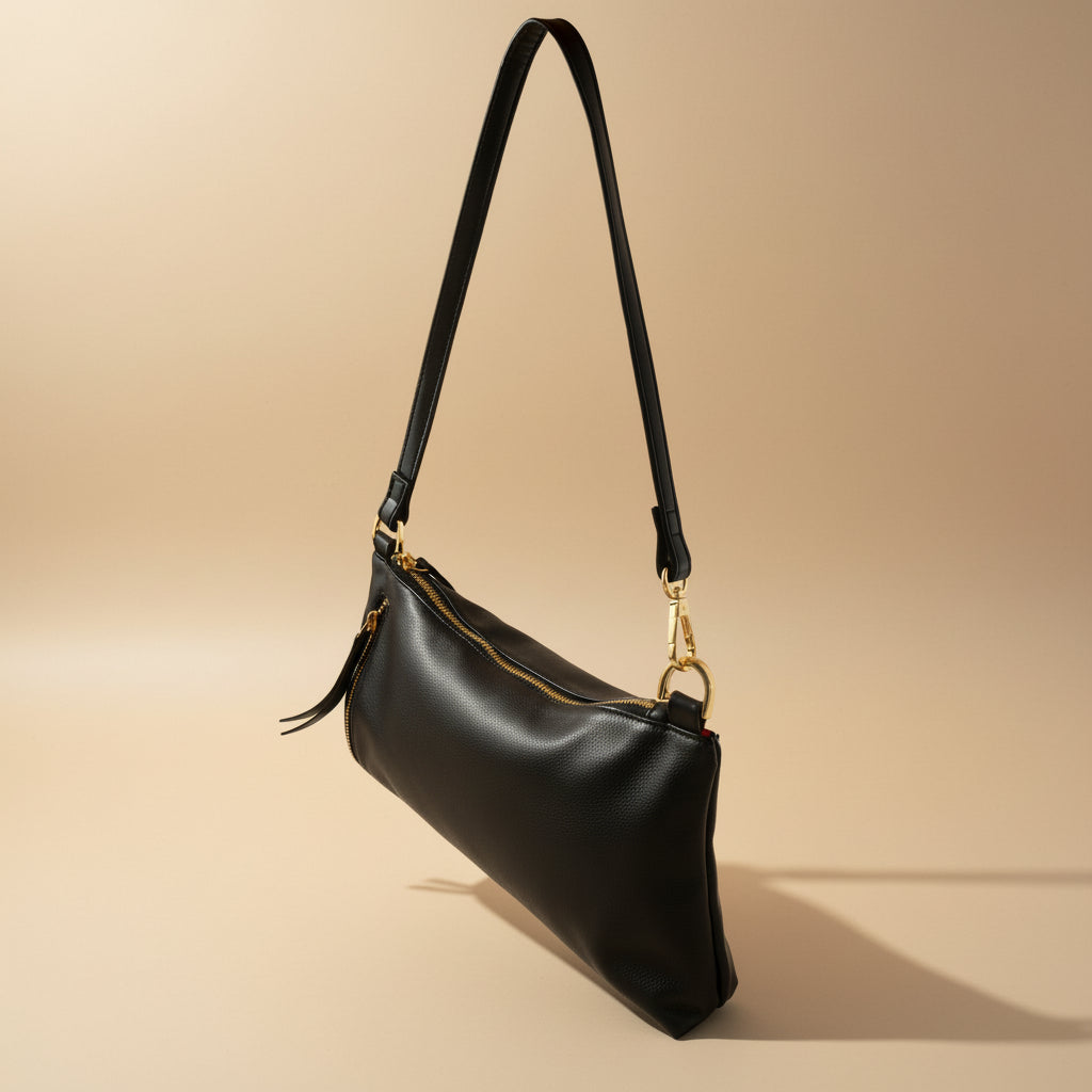 Noir Luxe Black Shoulder Bag with Chain Strap