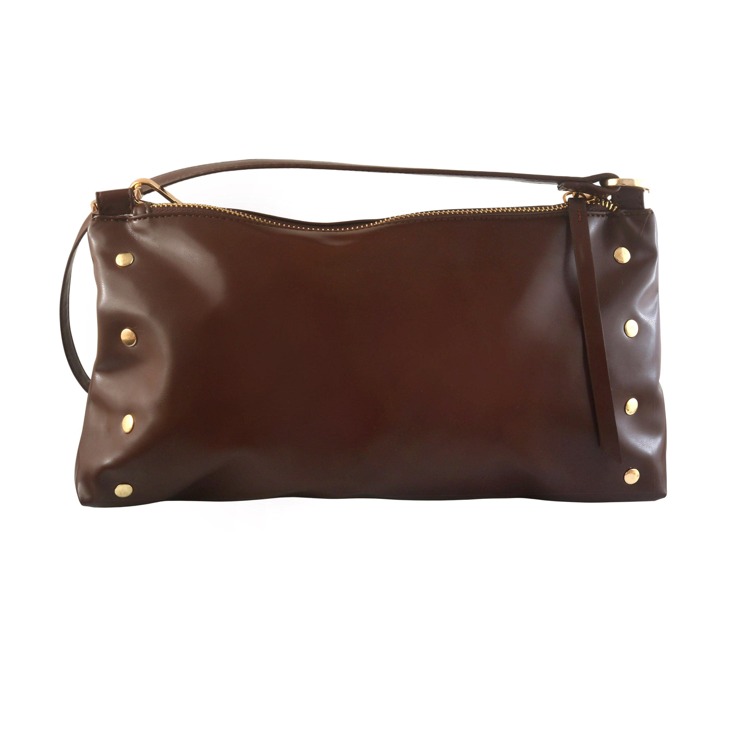 Noir Luxe Brown Shoulder Bag with Chain Strap