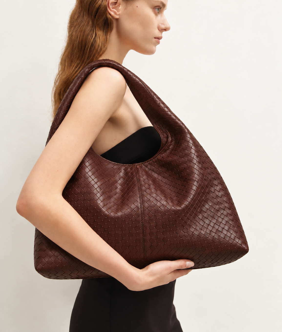 Elara Woven Shoulder Bag – 13" Laptop & Everyday Shoulder Bag Brown