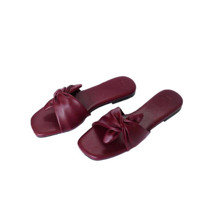 Nola Bow Flats Maroon