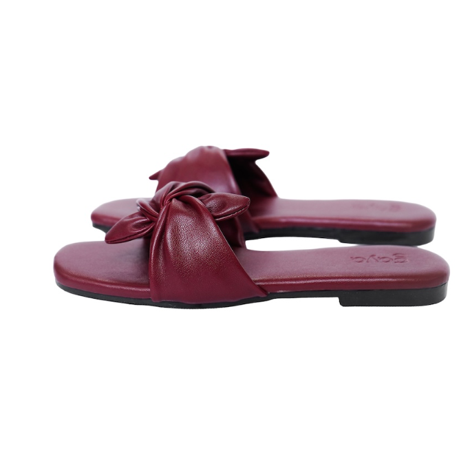 Nola Bow Flats Maroon