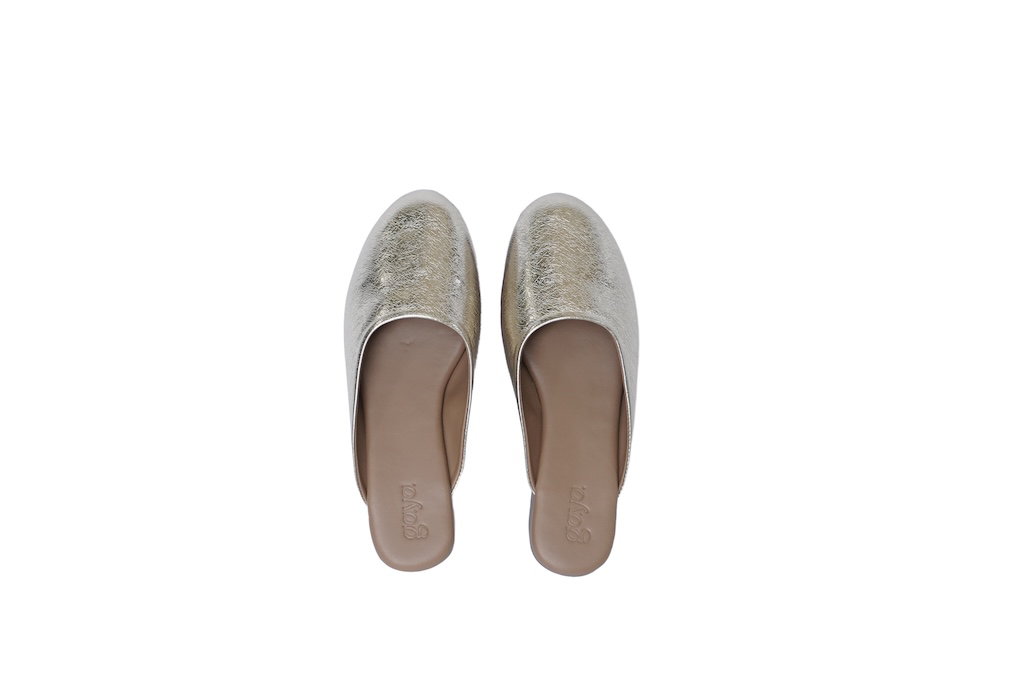 Aura Metallic Mules Gold