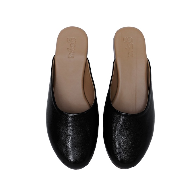 Aura Metallic Mules Black