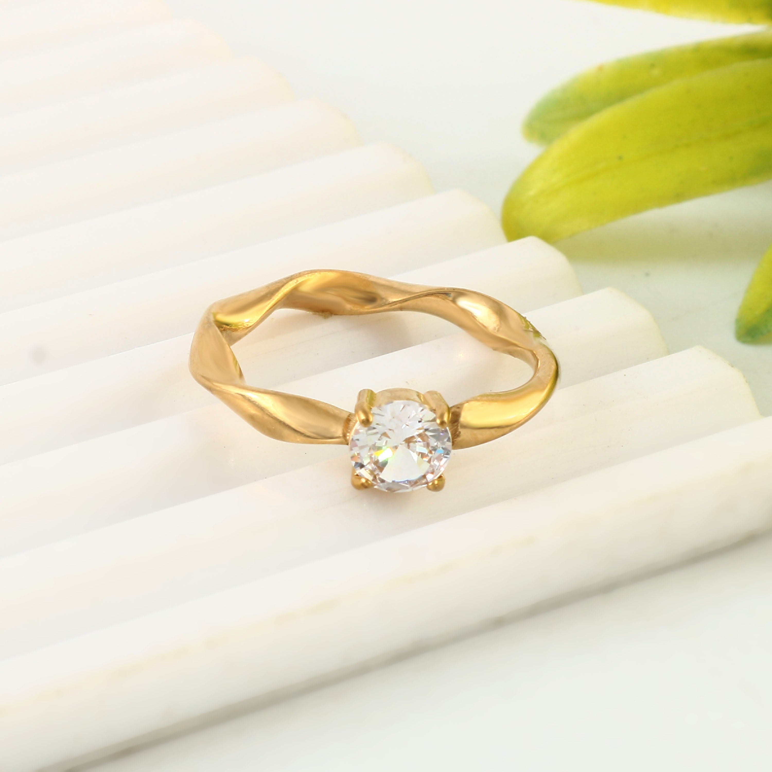 Twist Band Solitaire Ring