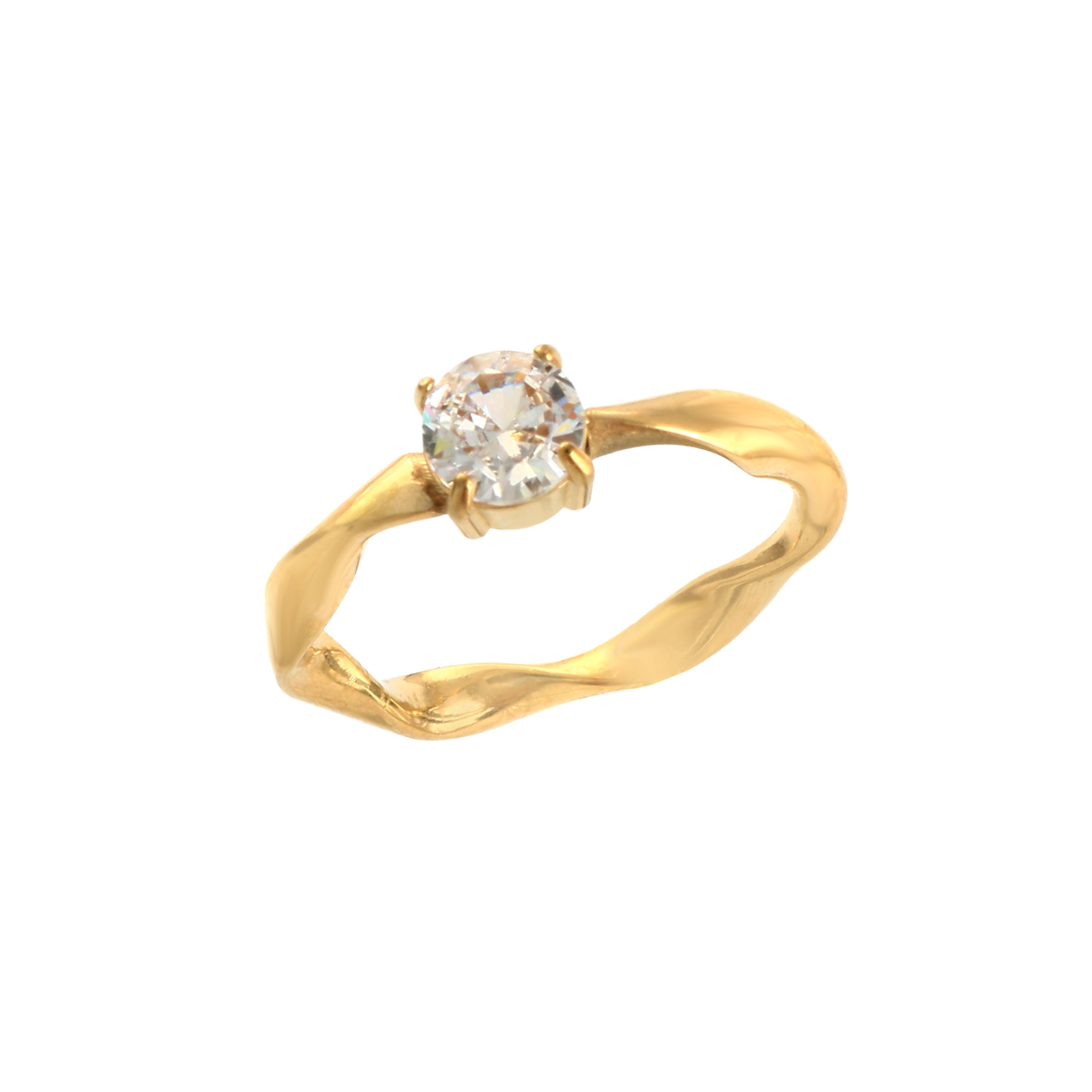 Twist Band Solitaire Ring