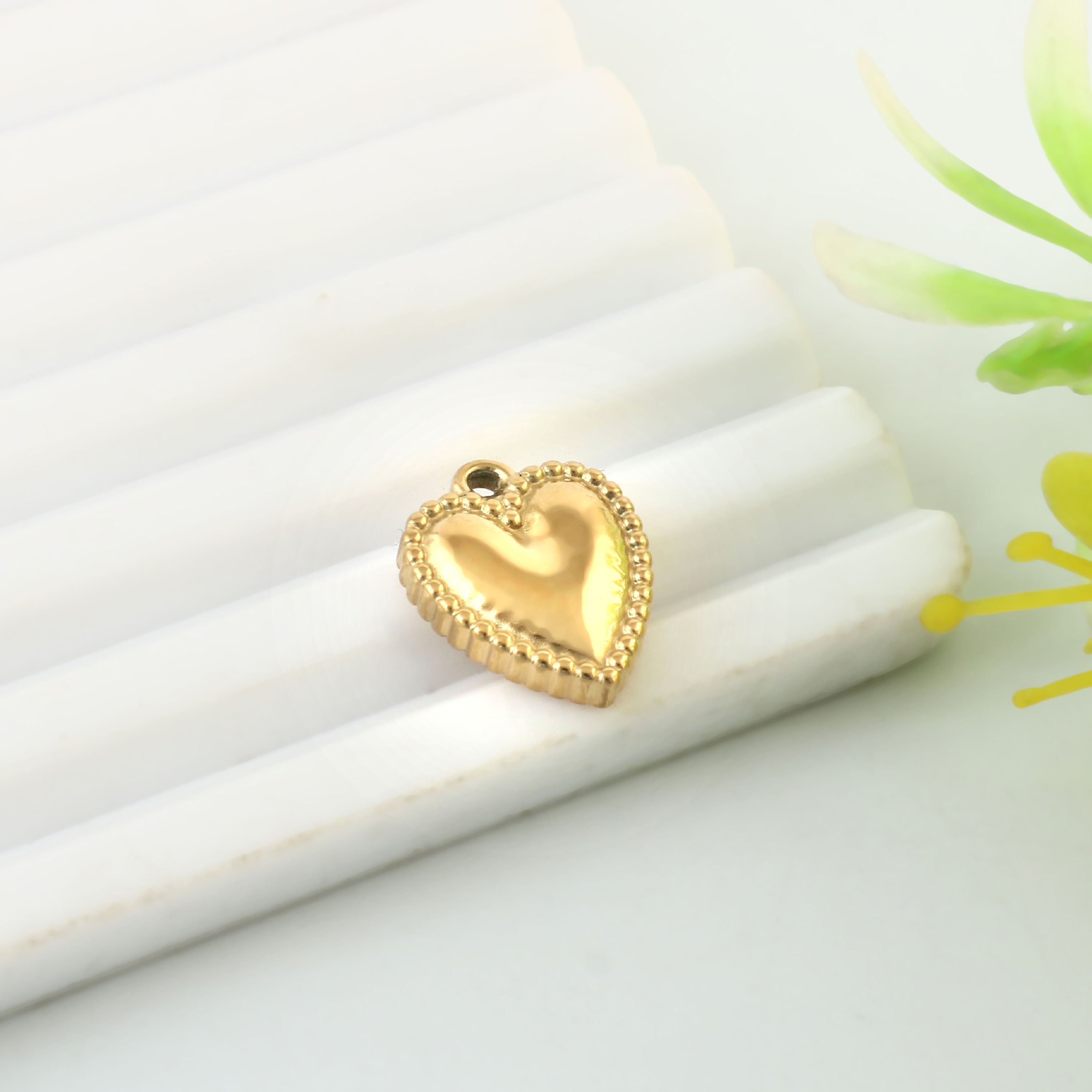 18K Gold Puffy Heart Charm
