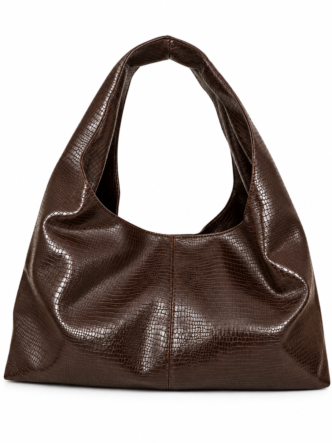 Elara Dark Brown Snake-Print Shoulder Bag – 13″ Laptop & Everyday Bag